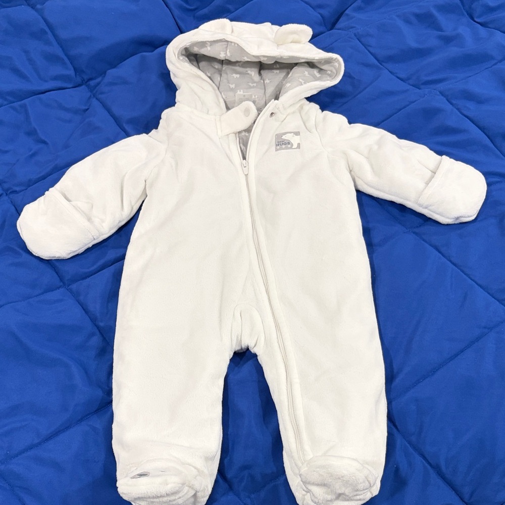 Carter's White Fleece Hooded Baby Footie